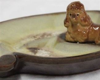 565 - Vintage ceramic ash tray with poodle 4 1/2 x 6
