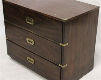 596 - Vintage campaign style 3 drawer bachelor chest Brass trim 29 x 34 x 20
