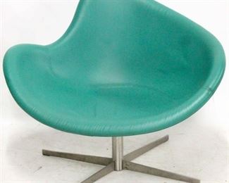 616 - Hightower aquamarine color amoeba swivel chair small scrape / loss on upholstery, see photo 31 x 37.5 x 30
