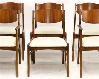 626 - Danish floating back mid-century 6 dining chairs 32 x 21 1/2 x 21 few veneer chips on a couple backs
