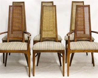 631 - 6 Lane Rhythm cane back mid-century dining chairs few small holes in cane 41 x 22 1/2 x 19 1/2
