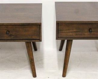 639 - Matched pair contemporary 1 drawer stands Mid-century design 22 1/4 x 24 x 24 1/4
