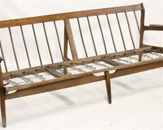 646 - Vintage mid-century sofa frame 27 x 80 x 32 no cushions front leg needs to be attached - screw in
