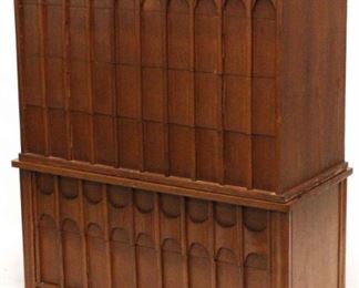 647 - Vintage Kent Coffey Perspecta chest on chest 2 part form 57 x 42 1/2 x 18 3/4
