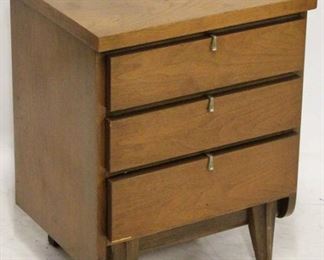 707 - Mid-century 3 drawer walnut stand 25 x 20 1/2 x 16
