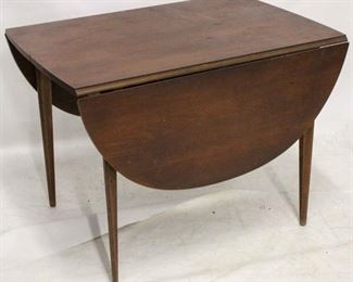 709 - Mahogany mid-century drop side table Straight tapered leg 29 1/2 x 39 1/2 x 28 1/2 General wear from use
