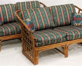 715 - Matched pair vintage rattan loveseats beautiful condition 31 x 54 x 31
