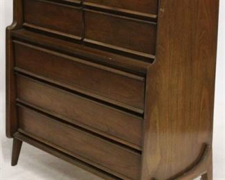 724 - Vintage United floating chest on chest 48 x 40 x 18 1/2 dark walnut finish