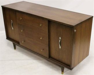 725 - Vintage mid-century credenza 33 x 58 x 19 1/2 scratch on top, normal wear to finish
