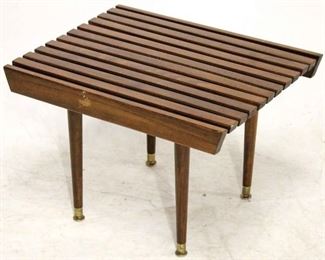 740 - Mid-century slat top bench 16 x 22 1/2 x 18
