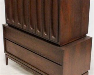 747 - Vintage mid-century walnut chest on chest 49 1/2 x 44 x 19 imperfections and wear to top
