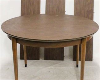 751 - Mid-century dining table & leaves 29 x 45 1/2 x 45 1/2 with 3 leaves that are 12" wide
