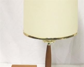 935c - Vintage Teak & Brass Clock w/ Lamp 25" tall
