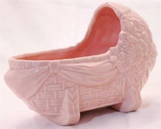 1007 - McCoy baby bassinet pottery planter 8 long x 4 wide
