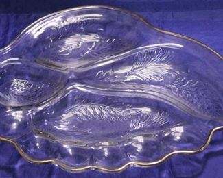 1019 - Vintage gold rim deviled egg / relish platter 17 long x 14 wide

