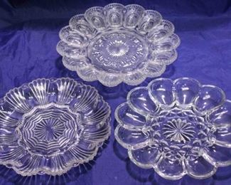 1020 - 3 Deviled egg plates 10 diameter, 11 diameter
