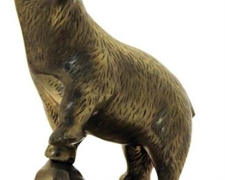 1045 - Made in Korea large brass bear statue 13 tall

