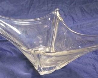 1050 - Angled glass bowl 16 long x 6.5 wide
