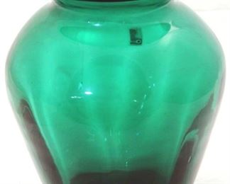 1070 - Blenko green glass vase 13 tall
