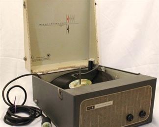 1114 - Westinghouse portable record player with records 15 tall x 17 long x 9 wide
