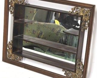 1164 - Vintage what not hanging mirror shelf 25.5 tall x 34.5 long
