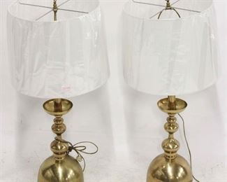 1180 - Pair Tommi Parzinger brass lamps 33 tall
