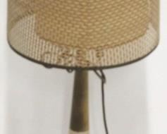 1184 - Vintage pottery lamp w/ caned double shade 40 tall
