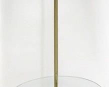 1185 - Wood & brass floor lamp with glass table 56 tall
