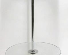 1189 - George Kovacs stacked chrome ball floor lamp with glass table surface 55 tall
