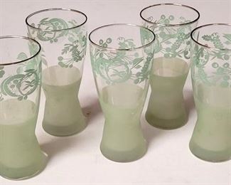 1192 - Set of 5 vintage decorated tall tumblers
