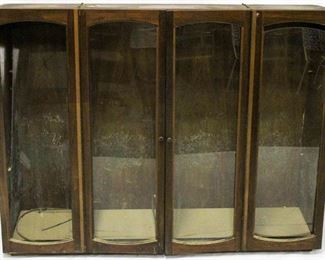 1190 - Vintage bookcase top only - AS IS glass is loose & needs to be secured, veneer peeling 44 x 57 x 13

