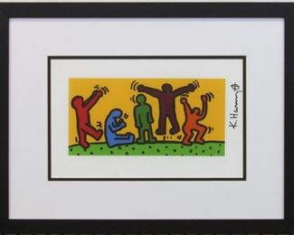 9023 - DANCING FRIENDS PRINT BY KEITH HARING 20 X 15
