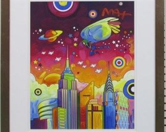 9036 - SKYLINE GICLEE BY PETER MAX 25.5 X 25.5
