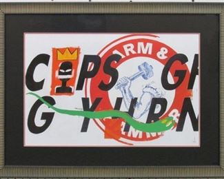 9037 - COPS COLLAB GICLEE BY ANDY WARHOL AND JEAN M. BASQ 32 X 24
