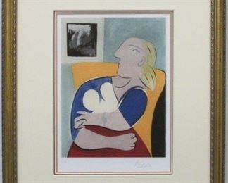 9073 - YELLOW ARMCHAIR PRINT BY PABLO PICASSO 15 X 18.5
