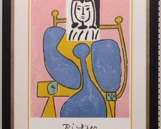 9096 - SEATED WOMAN SILKSCREEN BY PABLO PICASSO 28 X 35
