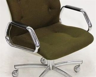 790 - Vintage Steelcase office chair, chrome trim one button missing 31 1/2 x 25 x 25
