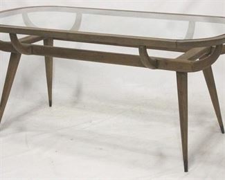 798 - Danish mid-century oval dining table Glass top 31 x 70 1/2 x 35 1/4
