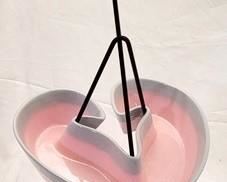 1201 - Vintage Hull atomic pottery & metal smoking stand 28 x 12 x 12