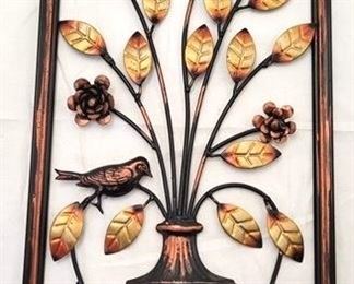 1206 - Contemporary metal wall art with birds 24 x 12
