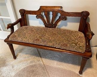Buttler Specialty Company Wooden Bench with Carved Eagles