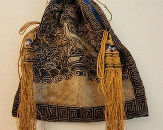 Antique Chinese Embroidered Purse w/ Tassel 