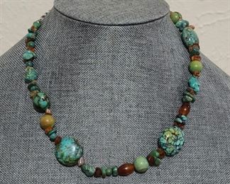 Turquoise Necklace with Sterling Silver Clasp 