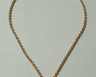 14k Gold Double Heart Pendant Necklace 
