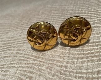 Authentic Chanel Quilted Button Earrings