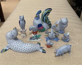 Herend Blue Fishnet Animals