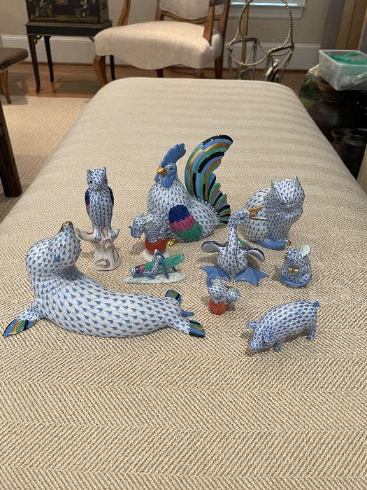 Herend Blue Fishnet Animals