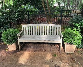 Wood Bench and cement planters
