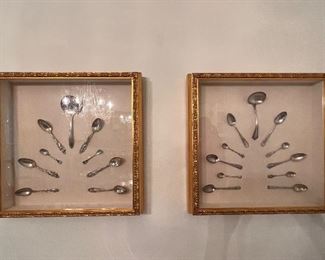 Shadow boxes with sterling silver spoons