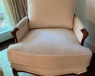 Pair of cream velvet Bergere chairs